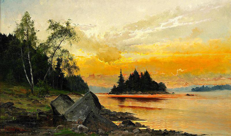 Mauritz Lindstrom Evening Colors on the Lake Norge oil painting art